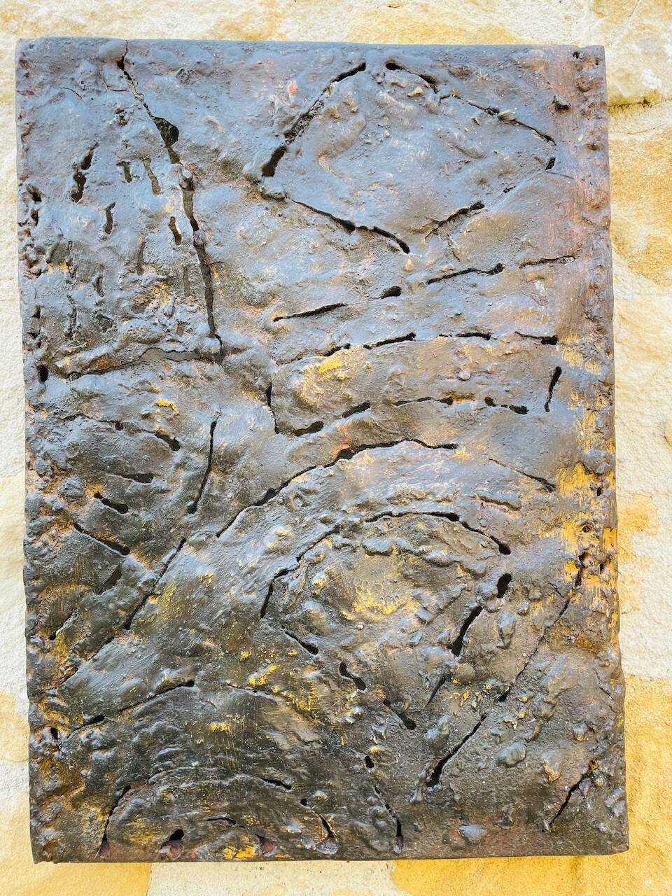 Set of three brutalist wall sculptures, by Irv Bramberg, vintage