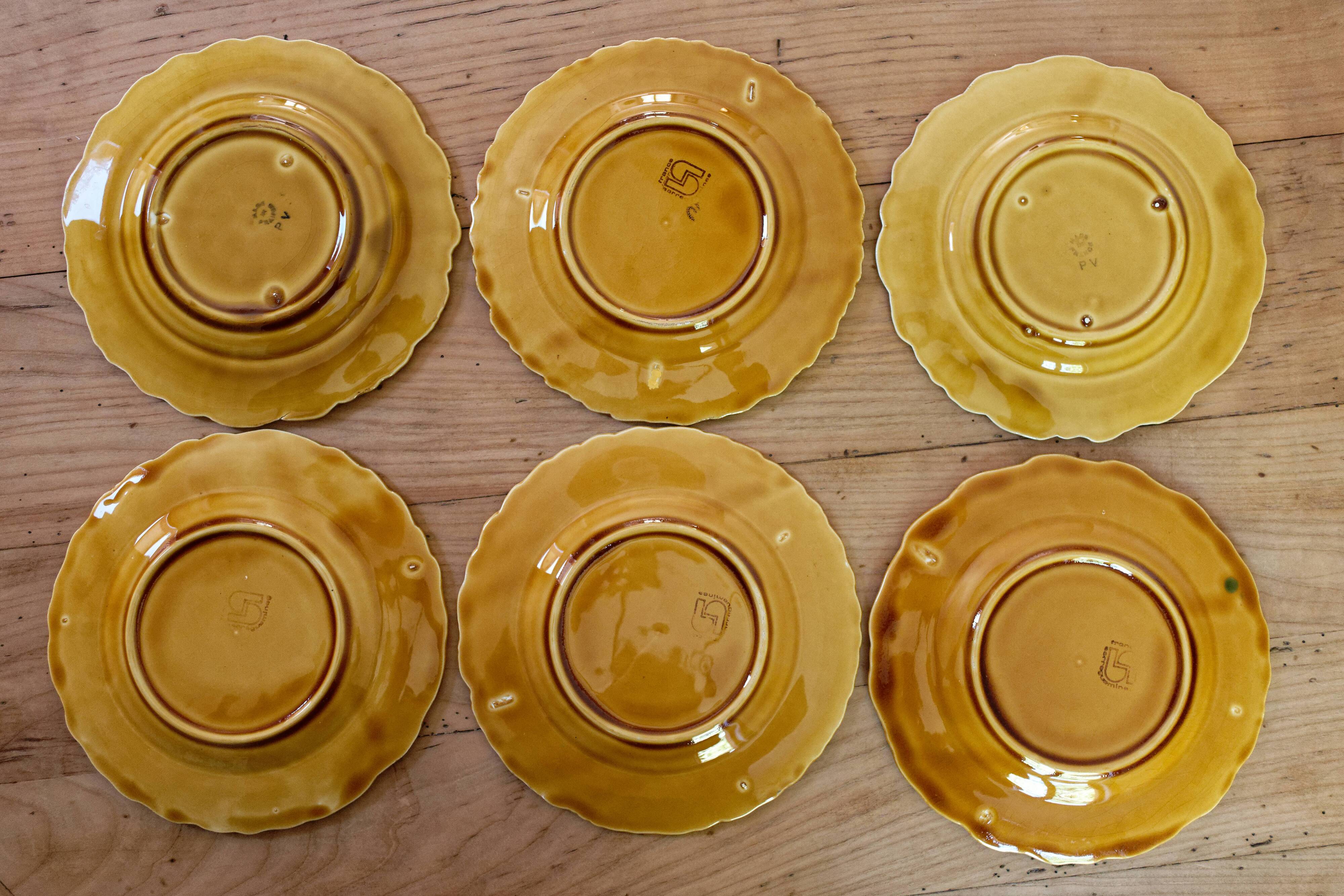 lot of 12 fruit barbotine dessert plates Sarreguemines