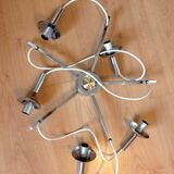 Suspension cascade with five globes and chrome metal / vintag years 60-70