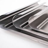 Set of stainless steel trays, Italian design, 1970s, made in Italy