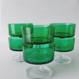 6 verres à pied coupes luminarc vert