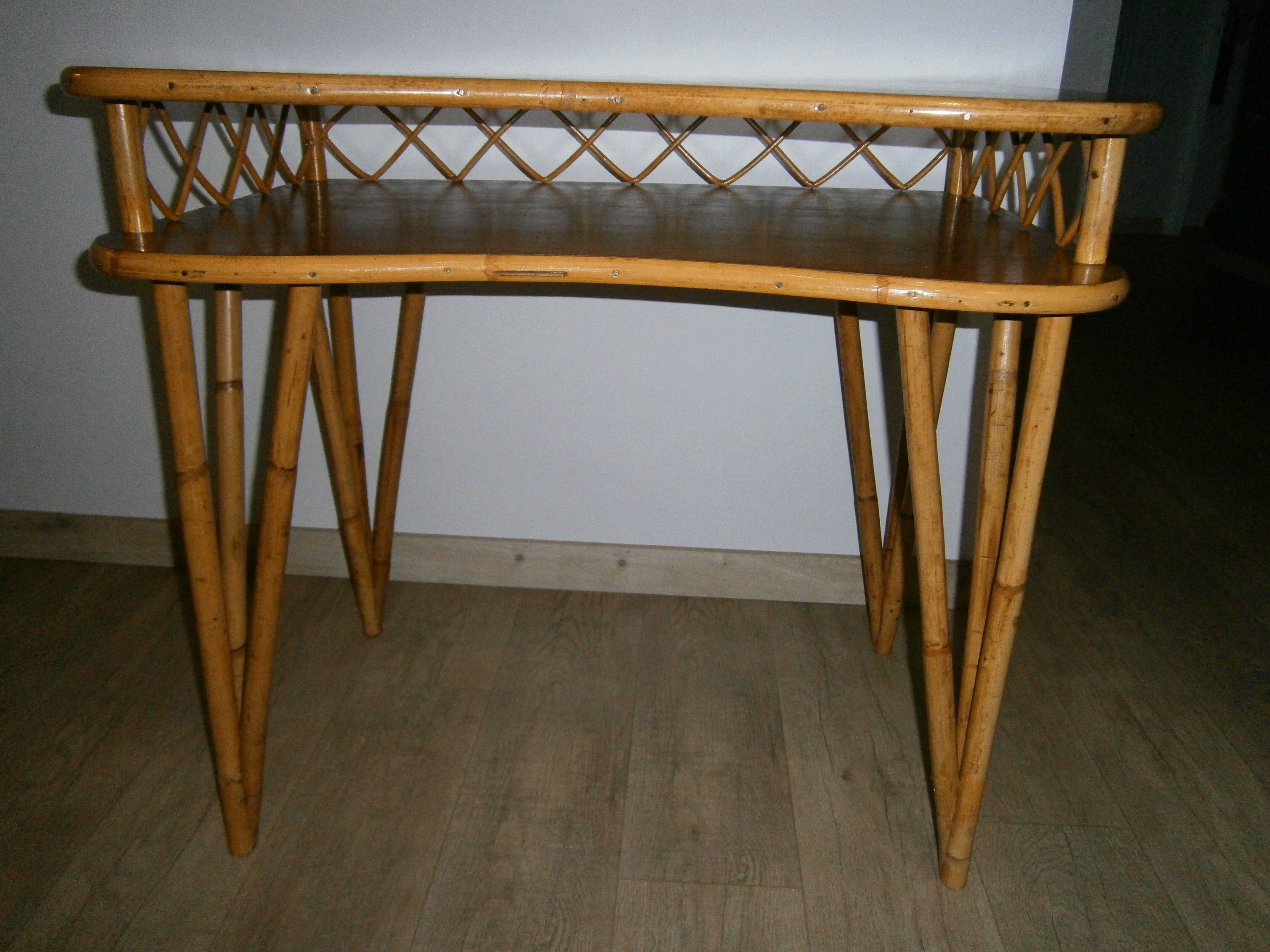 Rattan and wood desk