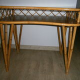 Rattan and wood desk