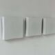 Set of 3 vintage square opaline wall lights, France 1970