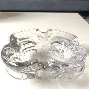 Transparent Murano Bullicante Ashtray/Small Bowl. Diameter 21 cm.