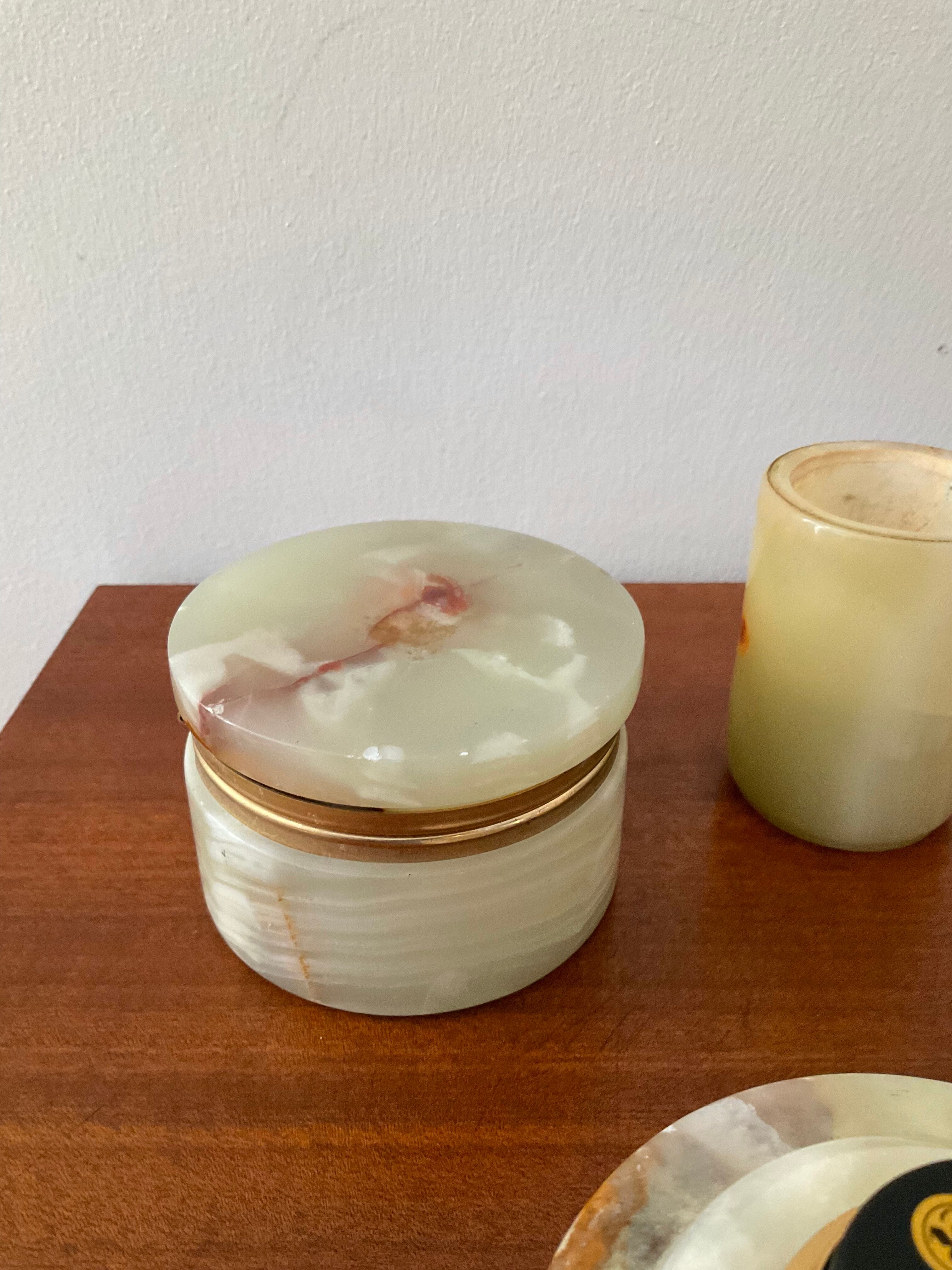 Vintage smoking set 70s in onyx