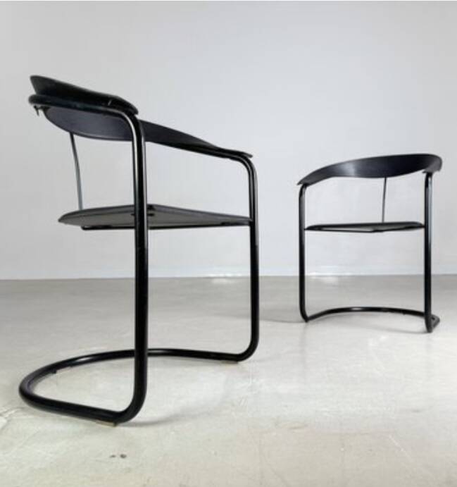 Set of 5 Leather Chairs, Canasta by Arrben Italy Vintage 1980