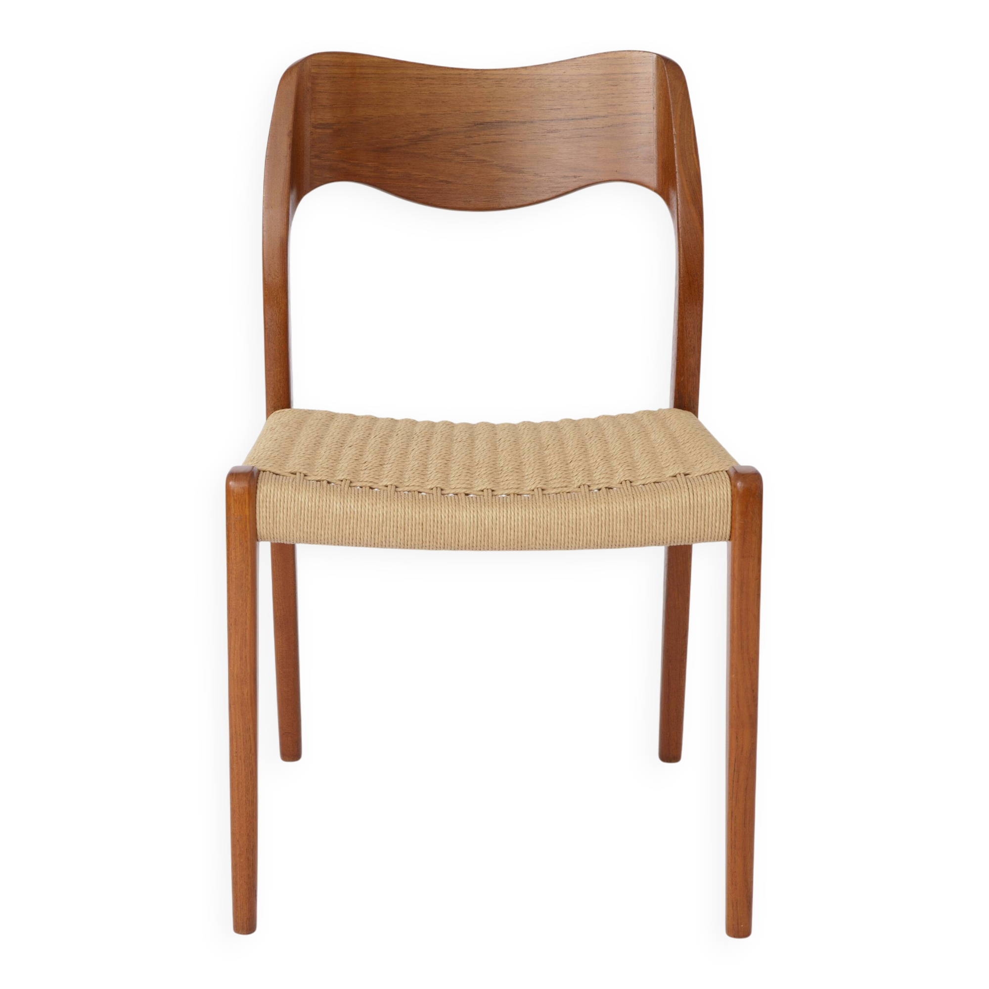Niels Otto Møller Model 71 Chair (with repair) in Teak with New Danish Cord