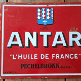 Old enamelled plate "antar l'huile de france" 45x54cm 1950