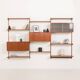 Three-compartment teak wall cabinet by Kai Kristiansen for FM Mobler, Denmark, 1960s