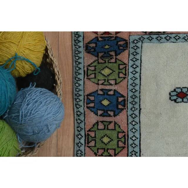 1970s vintage Turkish Oushak handmade wool cotton orange runner rug 101x148