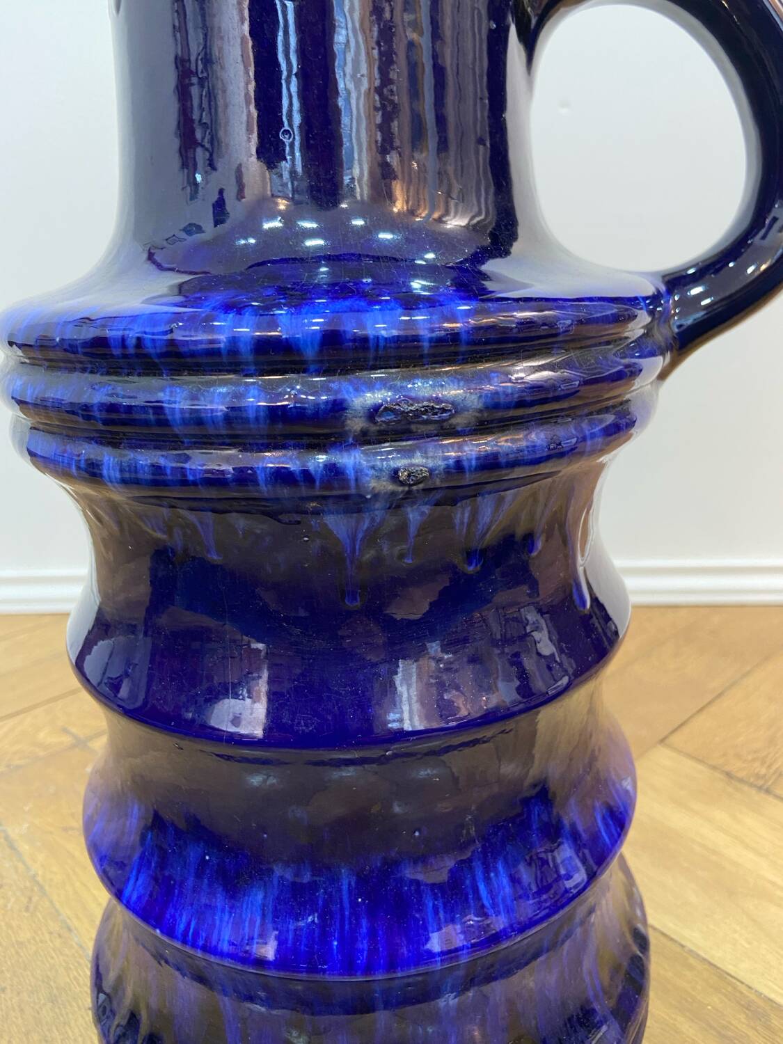 Grand vase par West Germany bleu profond