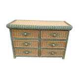 Rattan and wicker chest 80s
