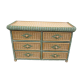 Rattan and wicker chest 80s