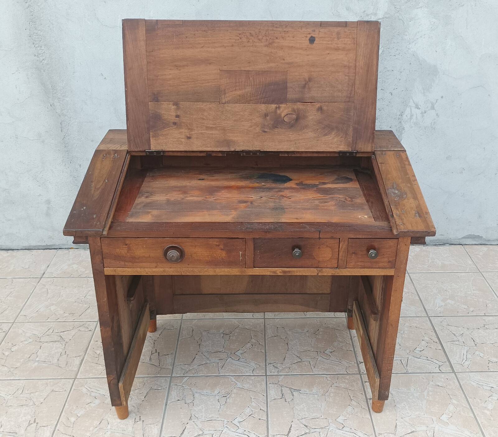 19th-century walnut writing desk.