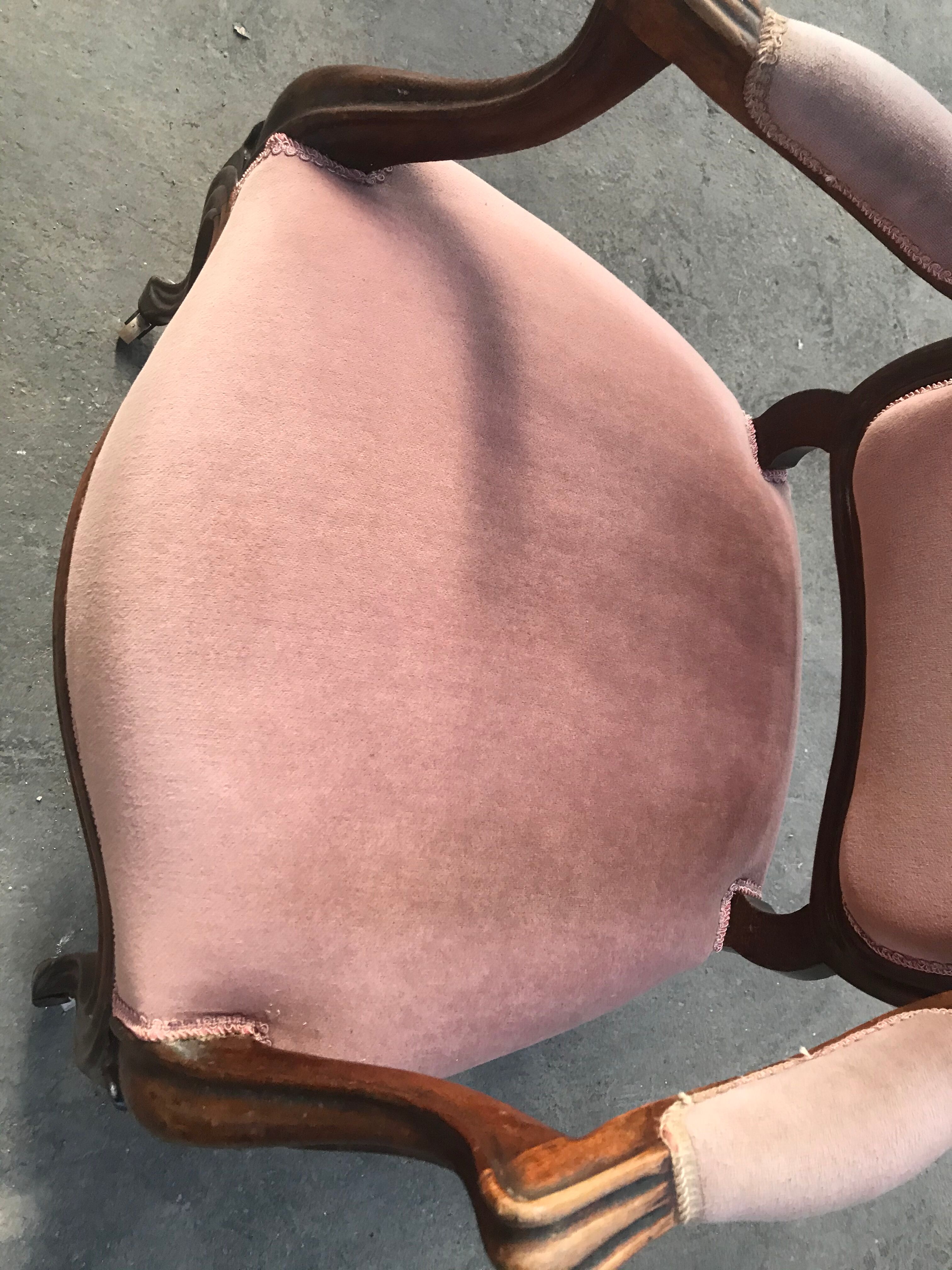 Louis Philippe pink velvet armchair
