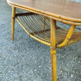 Vintage rattan and bamboo table