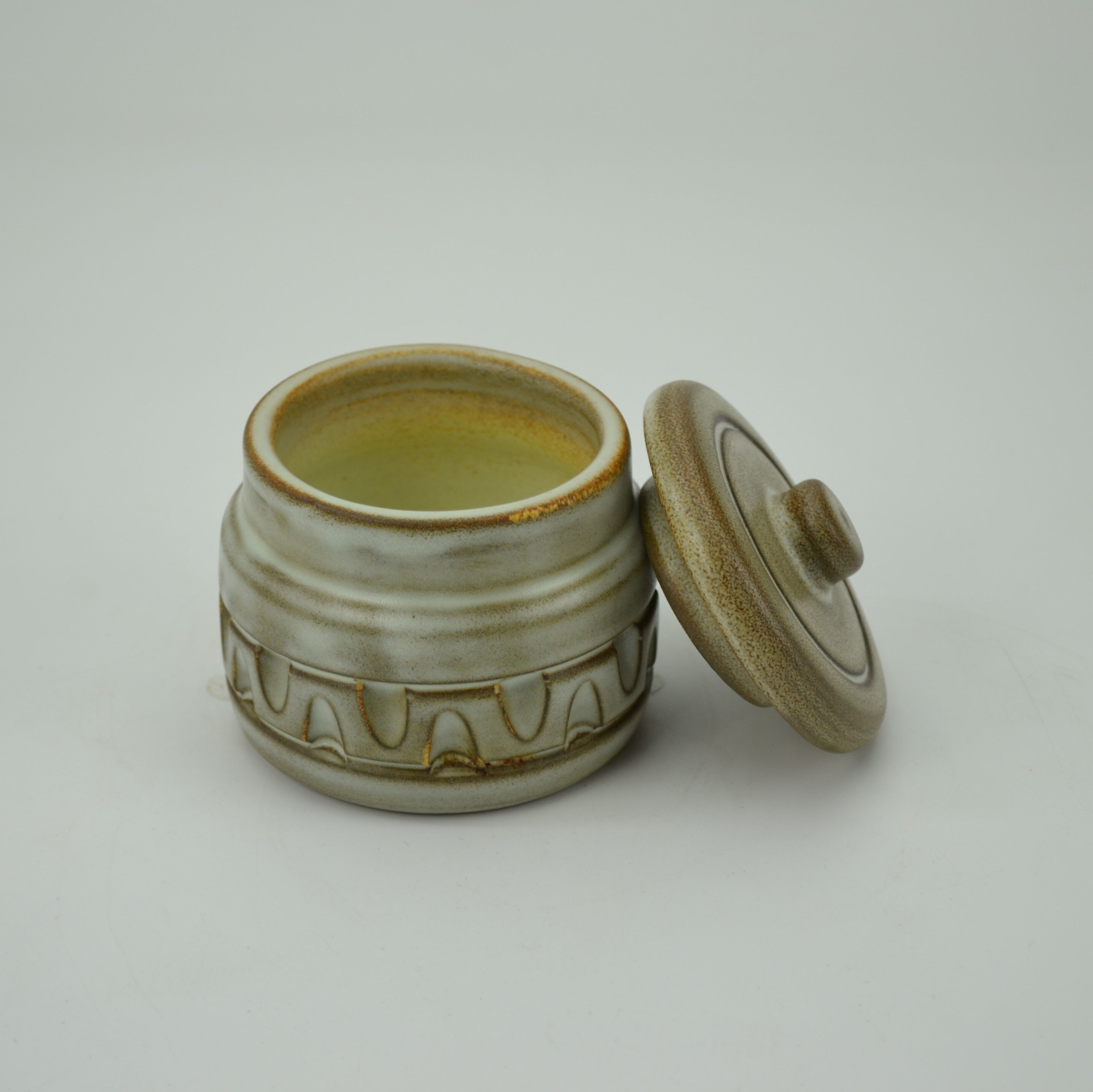 Ceramic coffee set with champlevé décor by Huguette Bessone