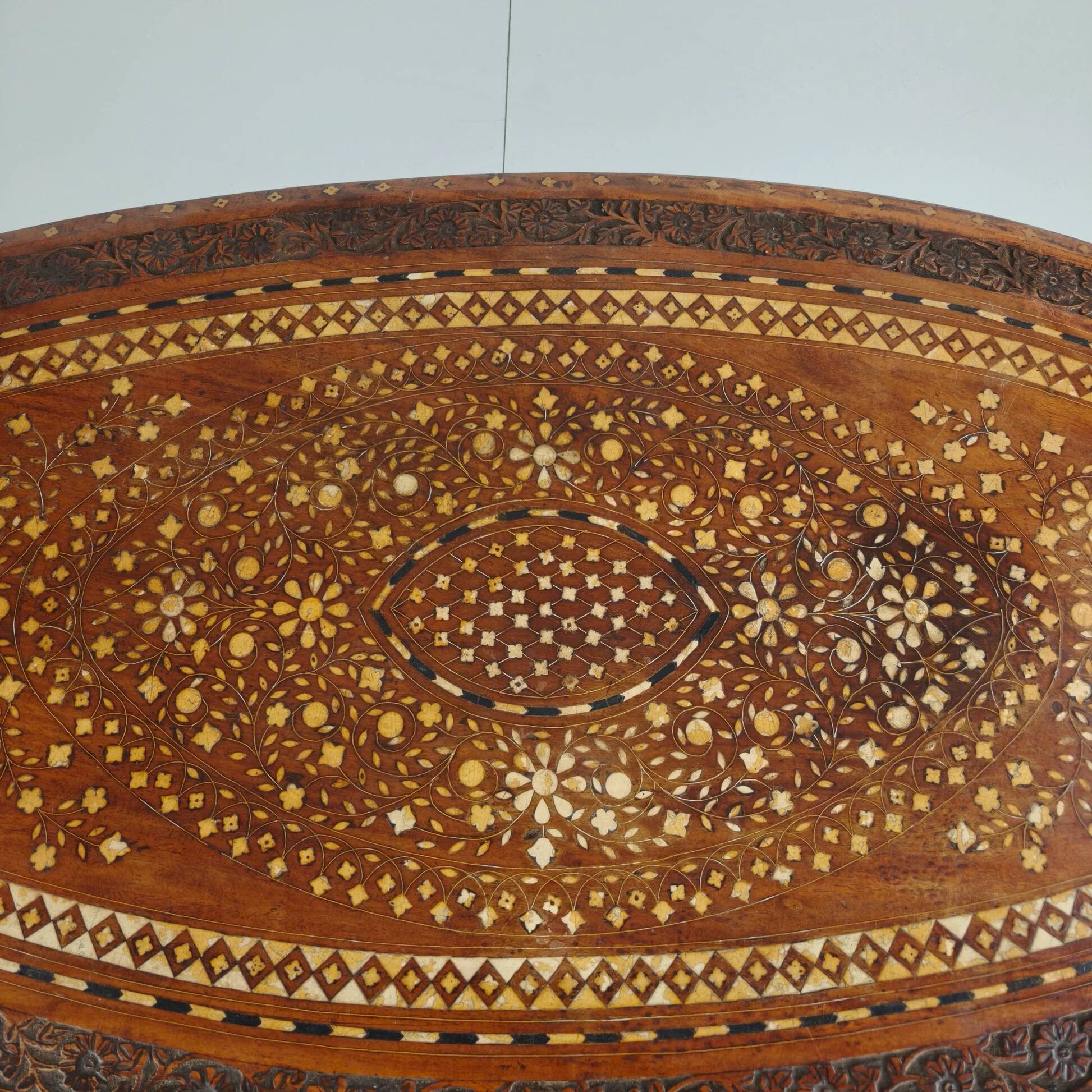 20th century Anglo-Indian inlaid bone coffee table