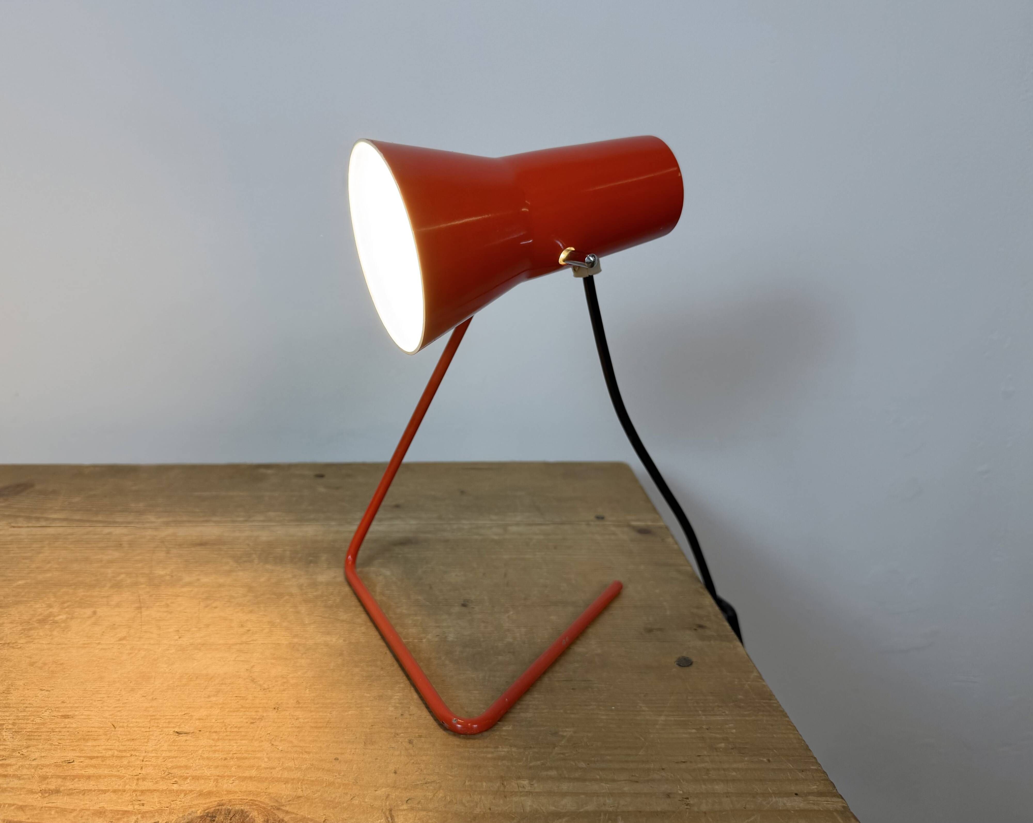 Vintage Red Table Lamp by Josef Hurka for Drupol, 1960s