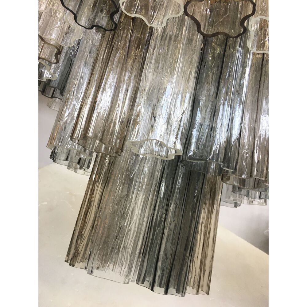 Clear , grey and fume’ “tronchi” murano glass chandelier d60-3l