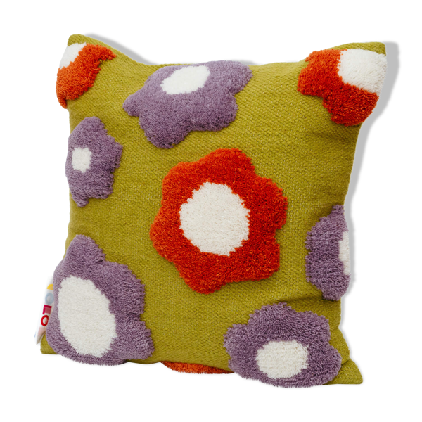 Housse de coussin en laine fait main purple flower 45 x 45 cm