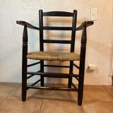 Design armchair of the 20th in straw