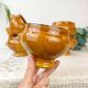 5 bols à soupe à l'oignon tête de lion en céramique vintage Emile Henry - miel et noir, made in France