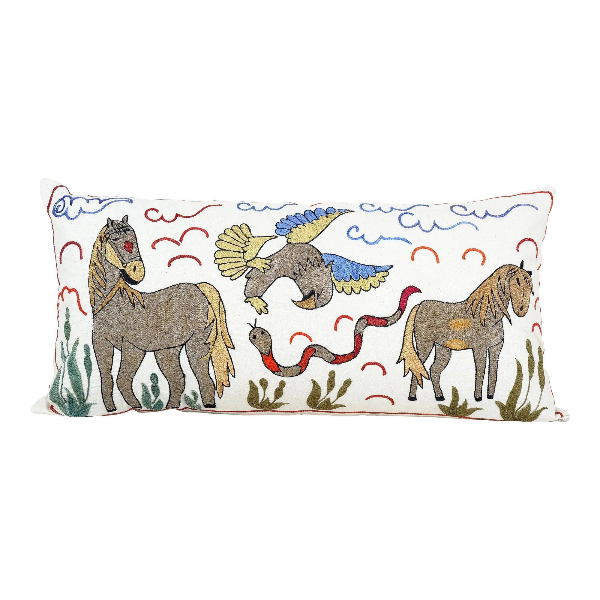 Vintage embroidered cushion cover 46x89 cm