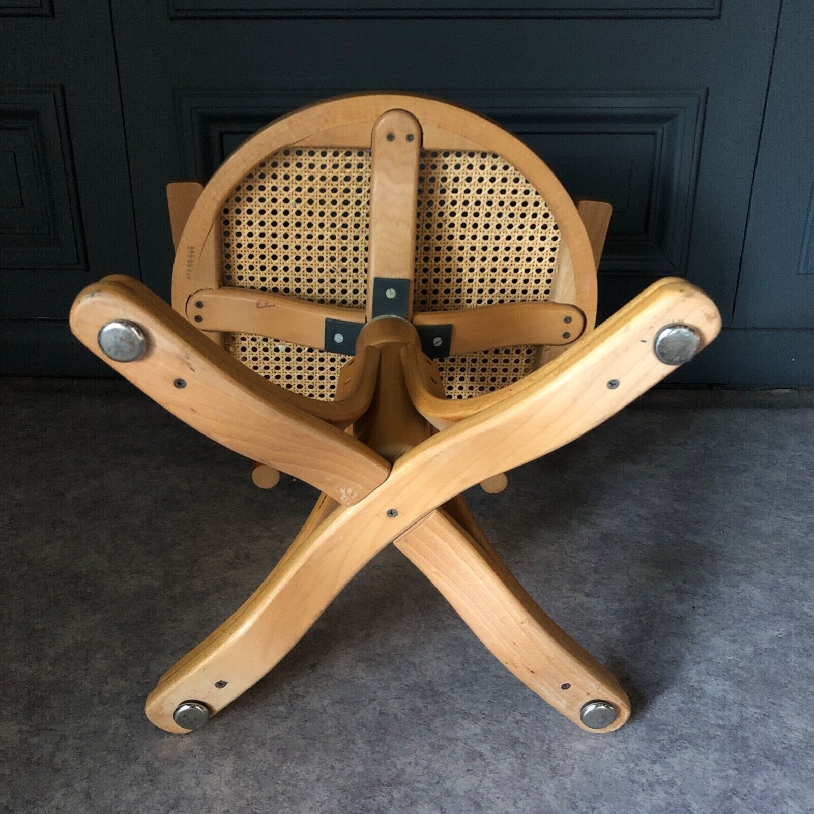 Armchair american turning desk wood hanger chene clair 1960 cannage