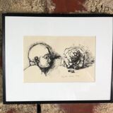 Signed charcoal drawing with certificate of origin