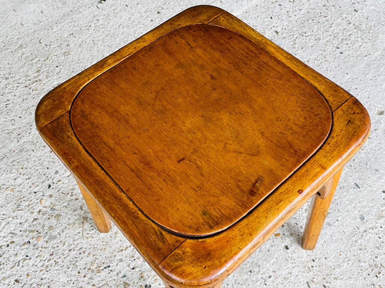 Bistro stool, curved wood by Stella, circa 1950s