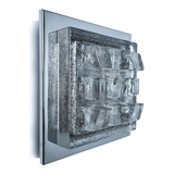 Sculptural Wall Lamp Vintage 60s, Glass and Chrome