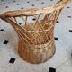 Lot de 2 fauteuils enfants en rotin, vintage 1970, avec coussin orange