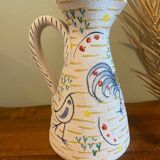 Pitcher with naive bird decor