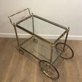 Neoclassical style rolling table in silvered brass