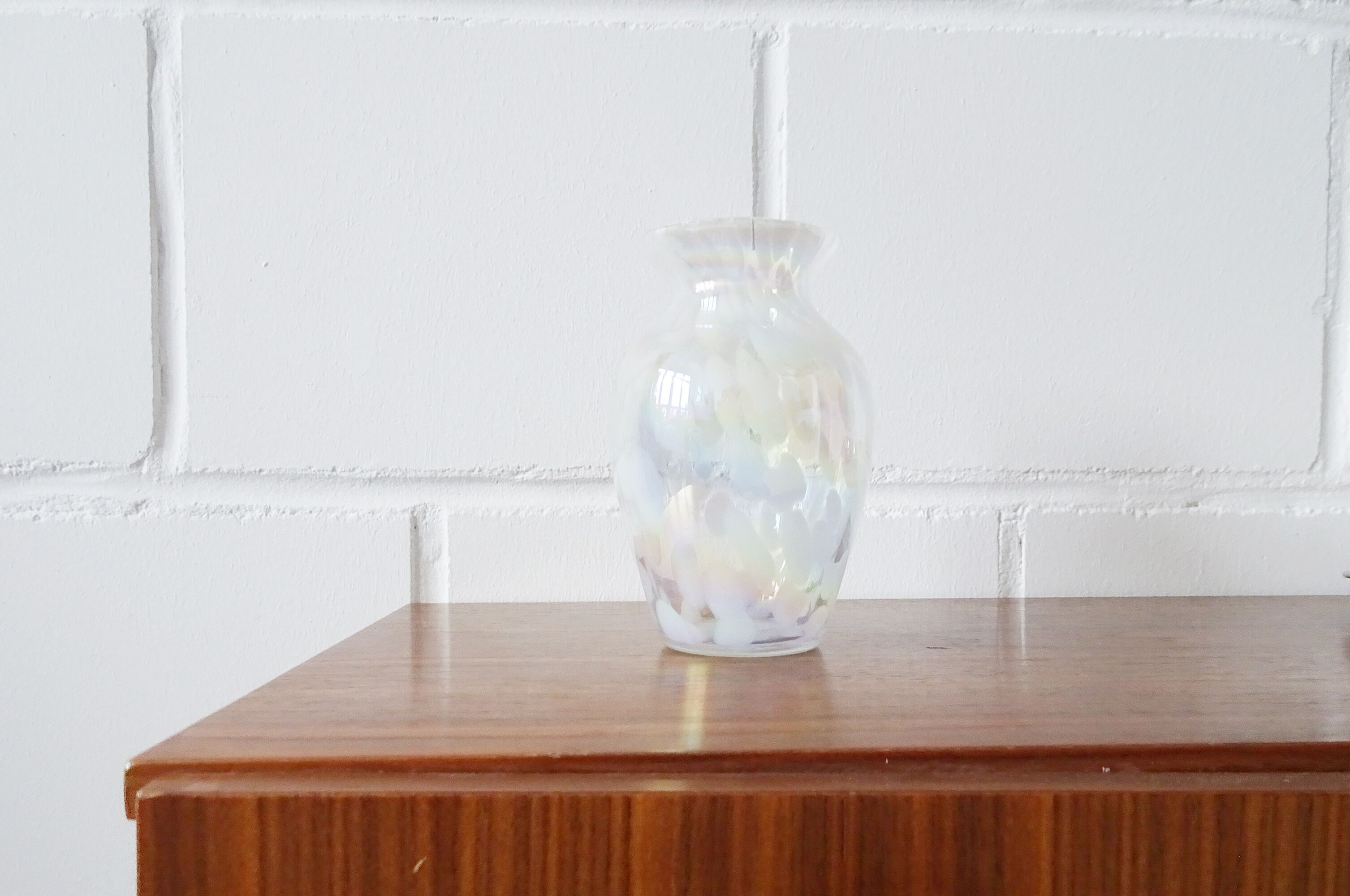 Glass vase iridescent, 80s