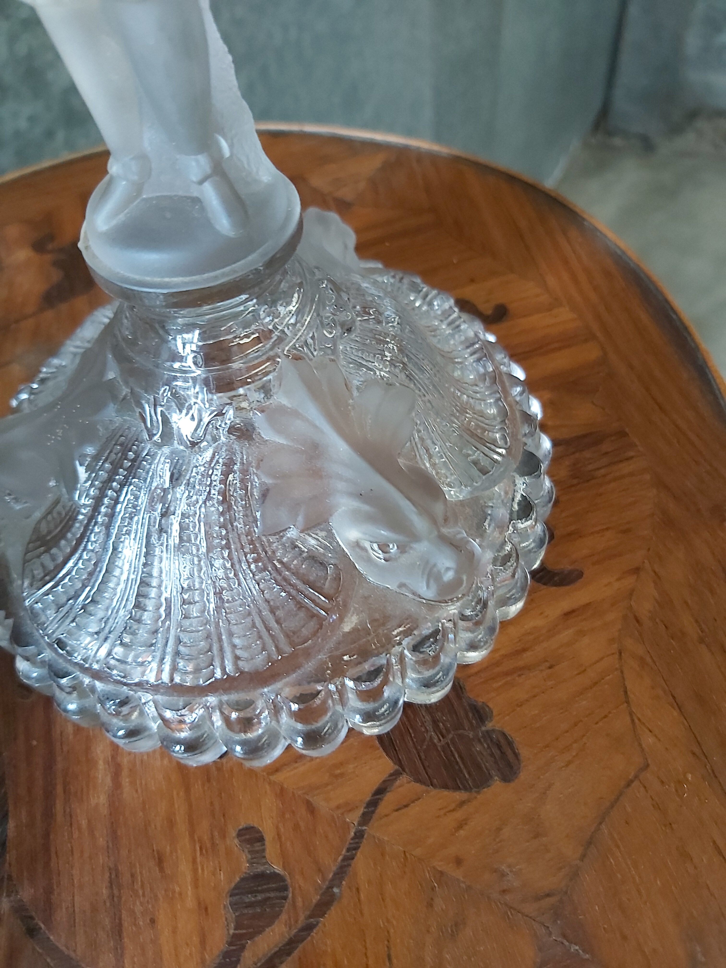 Pair of molded glass torque candlesticks