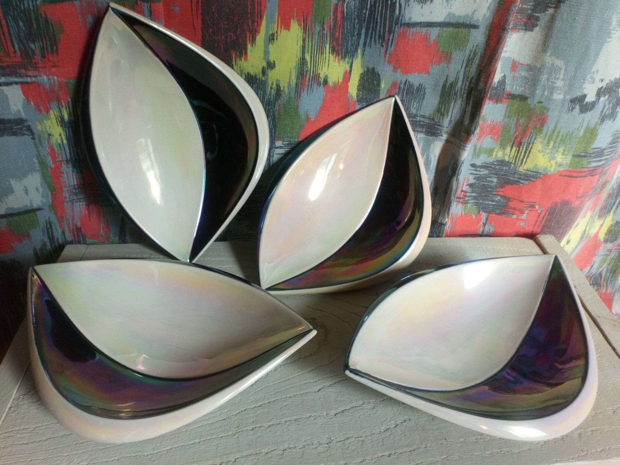 Four vintage Verceram ceramic dessert plates
