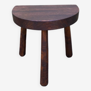 Tabouret tripode vintage en bois massif