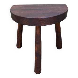 Tabouret tripode vintage en bois massif