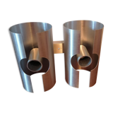 Wall lamp vintage double steel brush style space age