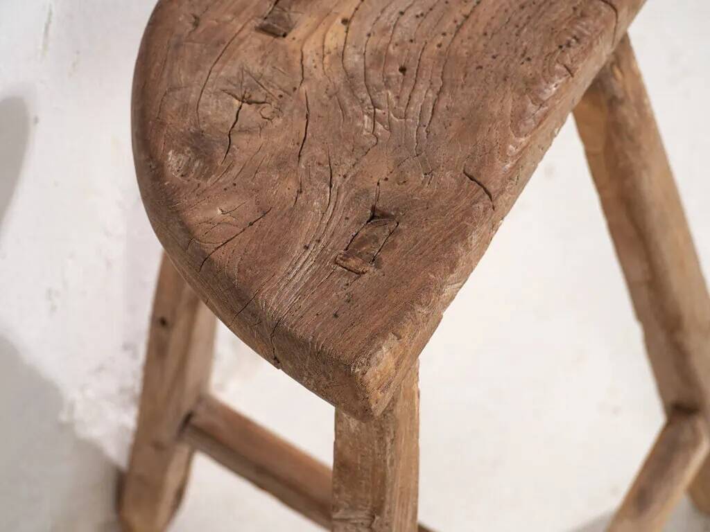 Tabouret primitif ancien – Fin dynastie Qing (vers 1900) #5