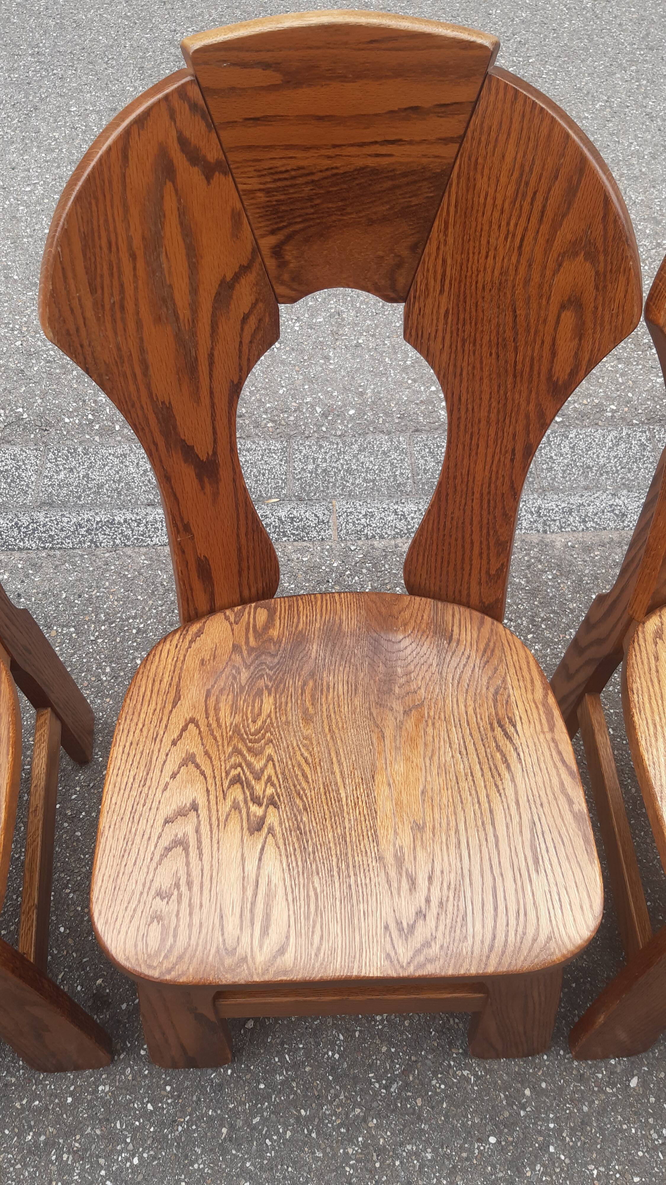 Brutalist chairs in solid oak mountain chalet decor