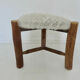 Scandinavian stool "mountain chalet" tripod wood, seat in vintage moumoute