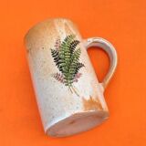 Traditional ceramic cup / mug decorated with fern leaves