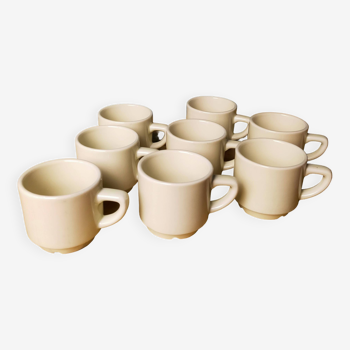 8 Apilco white bistro coffee cups