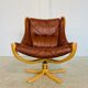 Vintage retro Danish mid-century Skippers cognac leather lounge chair