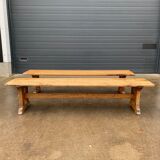 Pair of oak farm benches