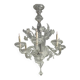 Venetian chandelier in colorless Murano glass, 6 light arms, circa 1940